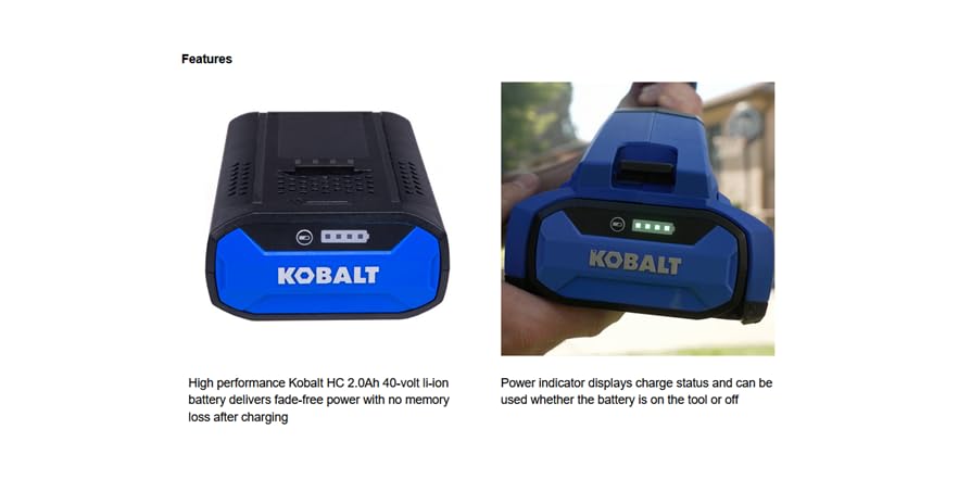 Kobalt 40 -Volt, 2 Ah 1 -Pack Lithium Ion (Li-ion) Battery