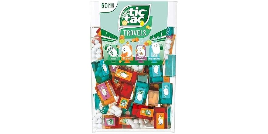 Tic Tac Assorted Mini Packs 60 Ct Mint Peach