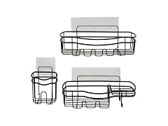 Bath Bliss Ultimate 3 Piece Adhesive Shower Caddy Set Black