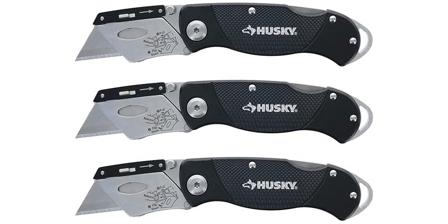 Sheffield Lockback Utility Knives - 3 Pack, Retractable Blade Knife For DIY, Craft, And Work
