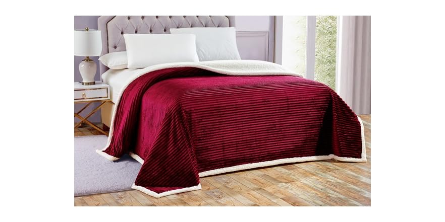 Elegant Comfort Corduroy Design Luxury Sherpa Blanket