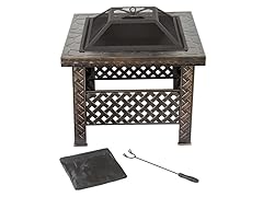 26 inch Square Woven Metal Fire Pit with Cover