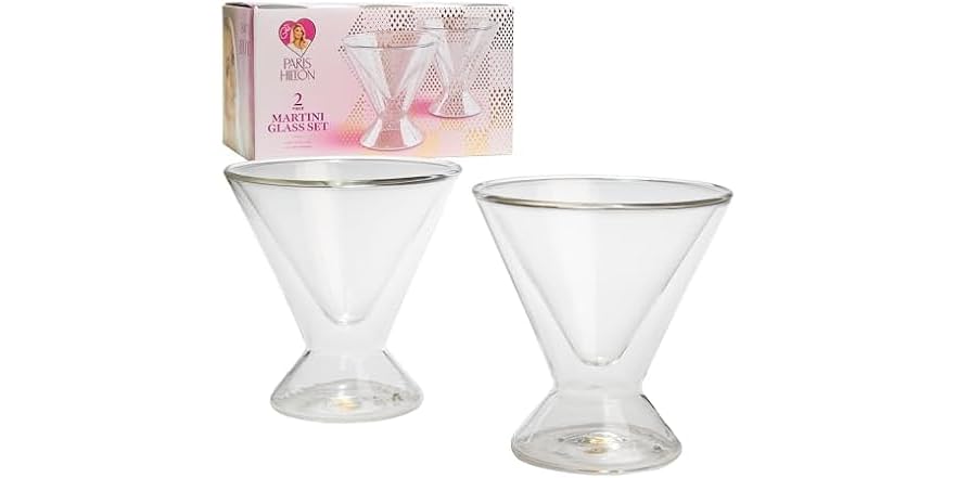 Paris Hilton 2-Piece Martini Glass Set
