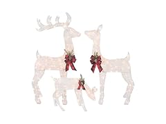 Top Treasures 3-Piece White Fabric Reindeer Family White