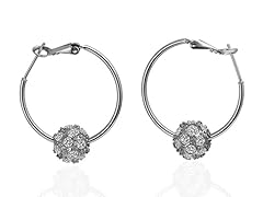 Hoop Earrings with Pave Ball
