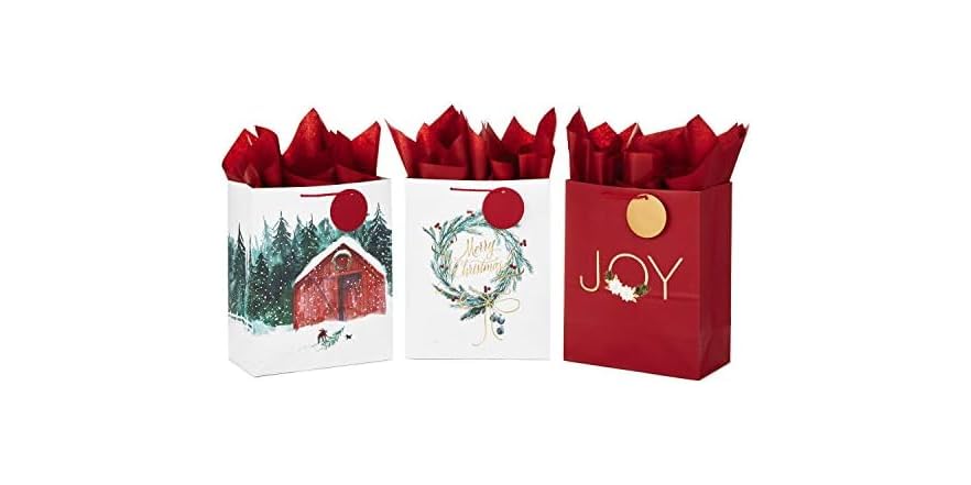 Hallmark 13" Large Christmas Gift Bags with Tissue Paper (3 Bags)