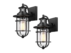 Set of 2 Motion Sensor Outdoor Wall Lantern Dusk
