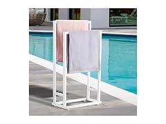 Towel Rack, 2 Bars Metal Outdoor Towel
