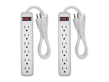 $11.99, Was $19.99, 40% Off! Clear Power 2pk 6 Outlet Strip w/1.5ft Power Cord dealfomo
