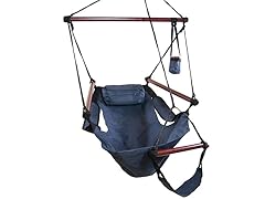 Sunnydaze Deluxe Hanging Hammock Air Chair with Pillow and Drink Holder