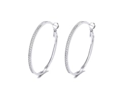 14K White Gold Large Hoop Earrings