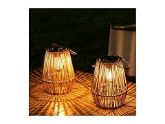 KagoLing Rattan Solar Lanterns 2Pk