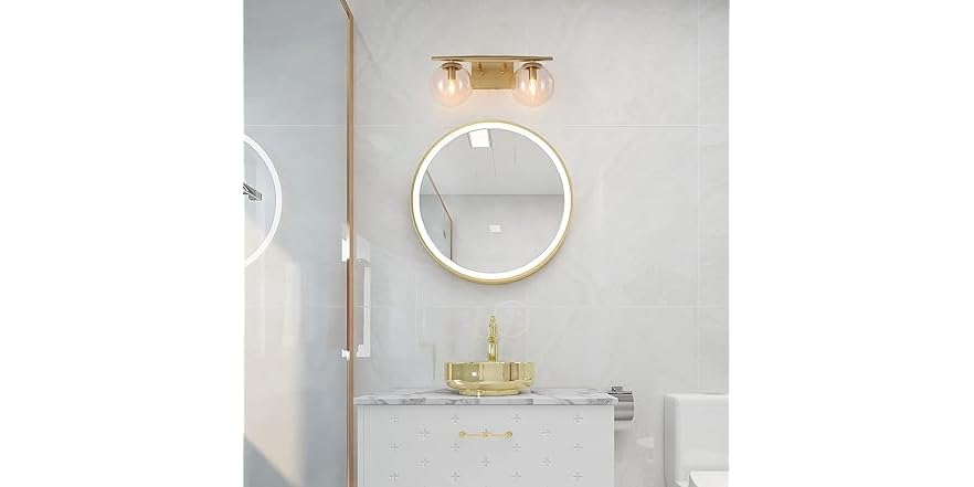2-Light Gold Bathroom Light Fixture