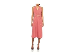 HALSTON H Womens Sleeveless Belted Mini Dress