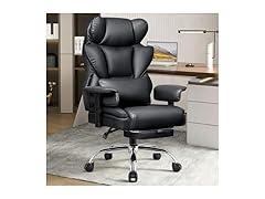 BESTFAIR Big and Tall Office Chair - Heavy Duty 400 LBS Executive Chair with Lumbar Support & Foot Rest, High Back Ergonomic Desk Chair, Padded Wide Seat Gaming Chair, Adjustable Armrests, Black (Open Box)