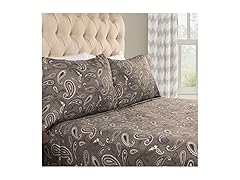 Superior Premium Cotton Flannel Sheets, Grey Paisley