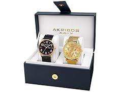 Akribos XXIV Quartz Multifunction Strap/Bracelet Watch Set