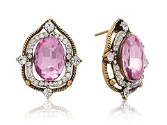 Swarovski Element Pink Topaz Halo Stud Earrings