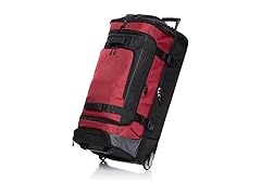 Amazon Basics Ripstop Wheeled Duffel, 35 Inch - Red