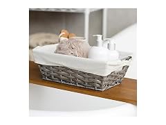 Suptinwear Set of 2 PP Wicker Storage Baskets with Handles Grey