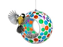 Sunnydaze 6" Mosaic Bird Feeder, Dragonfly Dreams