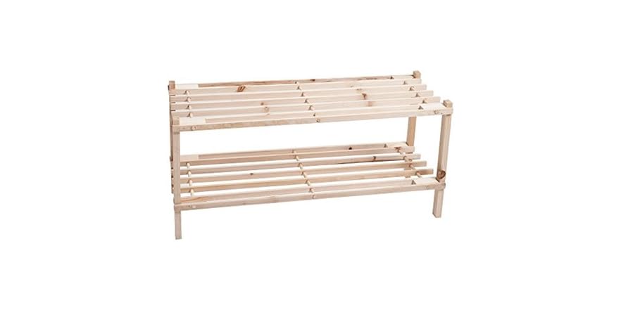 Two-Tier Blonde Wood Shoe Storage Rack