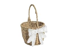 Mud Pie White Woven Bow Easter Basket