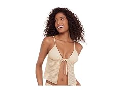 Steve Madden Women Tie Front Crop Swim Tankini Top