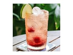 Hobnail Beaded Floral Rose Gold Drinking Glasses Set of 6