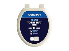 HIGHCRAFT Round Plastic Toilet Seat Slow Close, Bone