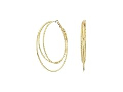 Guess Smooth and Textured Wire Gold Hoop Earrings