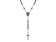 Blackjack Jewelry Stainless Steel 24" Rosary Bead Necklace
