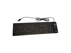 GrandTec FLX-2000 Virtually Indestructible Silicone Flexible Computer Keyboard, Black, USB, 109 Keys