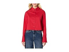 AE Womens Modern Oversized Button Down Shirt