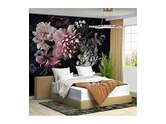  Black Peony Floral Wallpaper 108x75