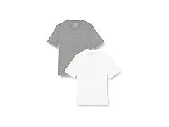 Mens VNeck TShirts 2Pack Grey White (XL)