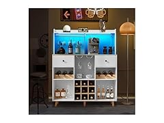 JanflyHome Wine Bar Cabinet w/ LED Light