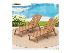 LUE BONA Set of 2 Teak Chaise Lounge Chairs