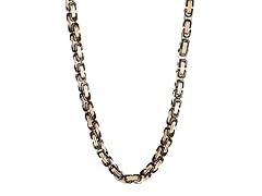 Blackjack Jewelry 18K Rose Gold Plated Stainless Steel 24" Byzantine Link Chain