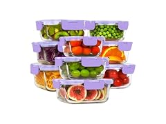HOMBERKING 18pc Purple Glass Food Containers