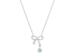 Bow Drop Turquoise Moissanite Necklace