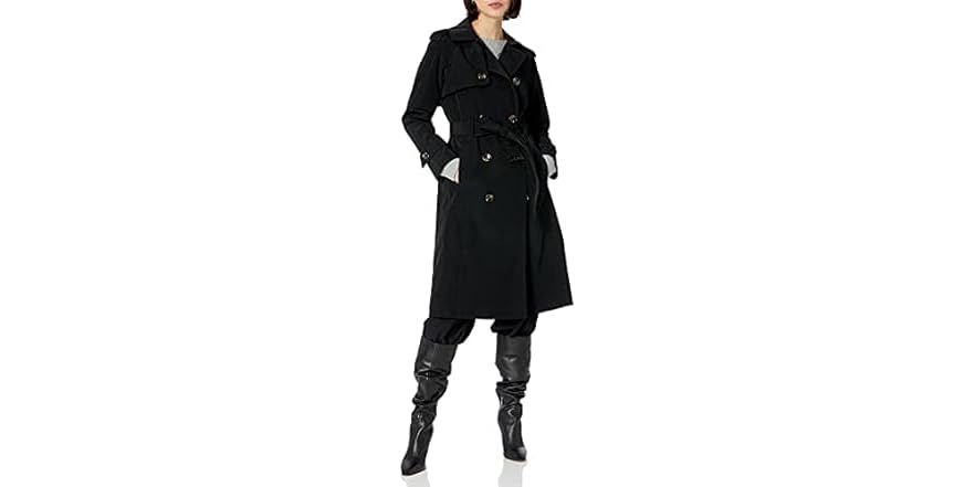 London Fog Women's Belted Double Breasted Water Resistant Trench Coat Black Size Medium main image 1