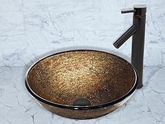 VIGO Textured Copper Glass Vessel Sink  and Dior Faucet Set