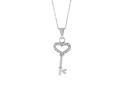 18K GP Heart Key CZ Necklace- Pick Style