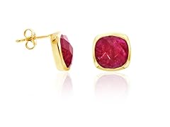 18K Gold Over SS .925 Ruby 9cttw Earring