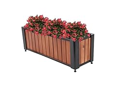 Sunnydaze Slatted Rectangular Wood Planter Box