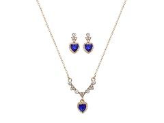 Blue Heart Necklace & Earrings Set