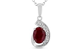1ct Created Ruby & Diamond Necklace