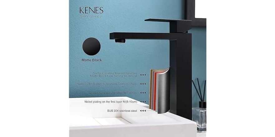 KENES KENES Matte Black Bathroom Faucet Sing