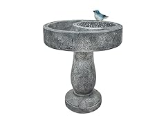 Sunnydaze Resin Bird Bath with Feeder Compartment 27"